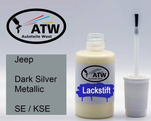 Jeep, Dark Silver Metallic, SE / KSE: 20ml Lackstift, von ATW Autoteile West.